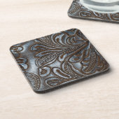 Dessous-de-verre Cuir vintage embouti (Côté gauche)