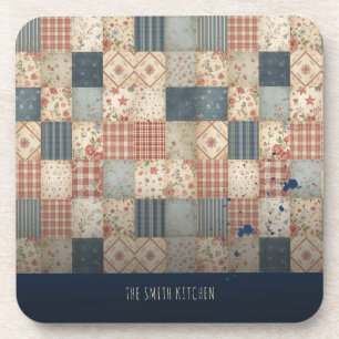Dessous-de-verre Cuisine familiale personnalisée en patchwork vinta