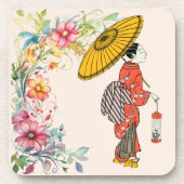 Dessous-de-verre Cuisinière de boisson asiatique pour femmes (Devant)