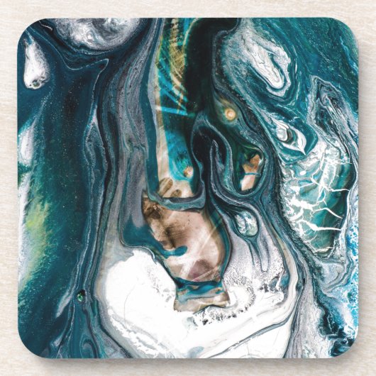 DESSOUS-DE-VERRE CUIVRE BLANC TURQUOISE D'IMPRESSION D'ART ABSTRAIT (Devant)