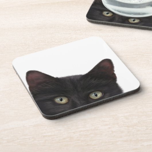 Dessous-de-verre Curious Kitty peinture numérique (Côté gauche)