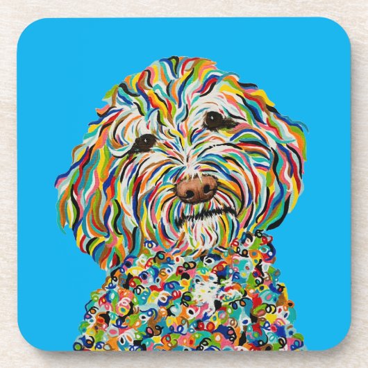 DESSOUS-DE-VERRE CURLY LABRADOODLE COASTER (Devant)