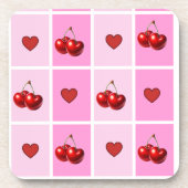 Dessous-de-verre Custom Cherry Heart Checkerboard Pattern (Devant)