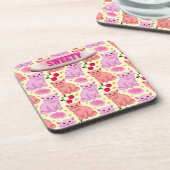 Dessous-de-verre Custom Cute Cat Cherry Floral Pattern (Côté gauche)