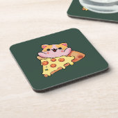 Dessous-de-verre Custom Kawaii Cat Hugging Pepperoni Pizza Cartoon (Côté gauche)