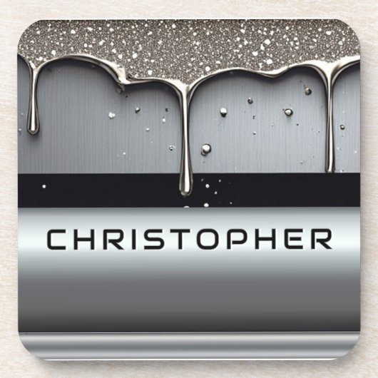 Dessous-de-verre Custom Name With Dripping Liquid Metal (Devant)