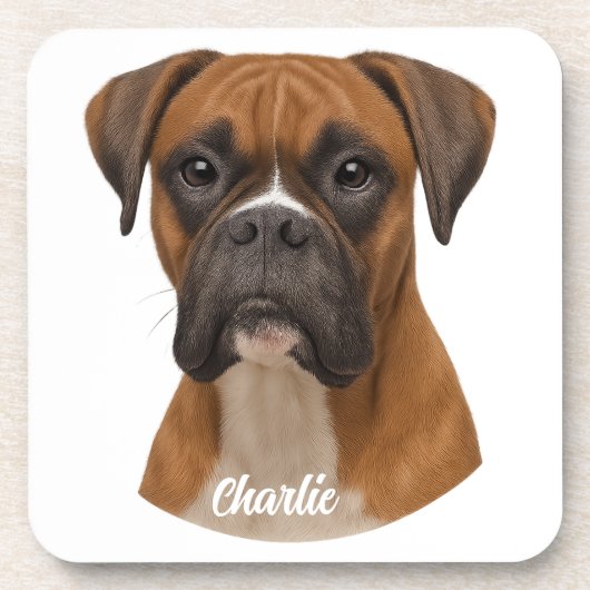 Dessous-de-verre Cute Boxer Ensemble de couverture de boisson perso (Devant)