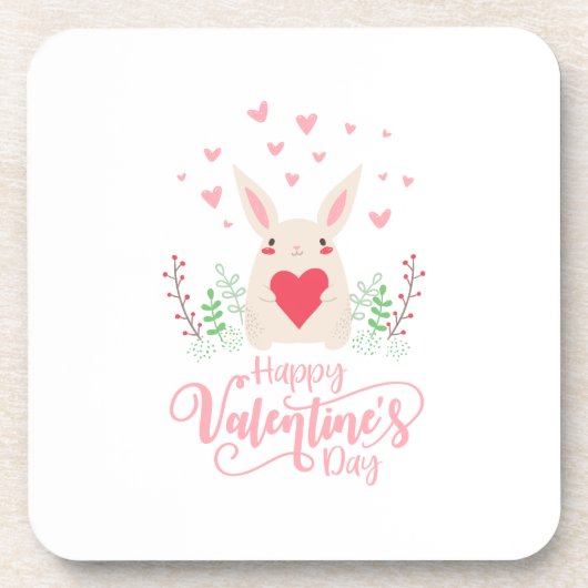 Dessous-de-verre Cute Bunny Heureuse Sainte-Valentin | DESSOUS DE V (Devant)