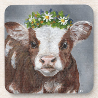 Dessous-de-verre Cute Calf with Floral Crown