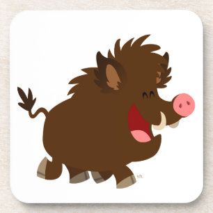 Dessous-de-verre Cute Cartoon Beaming Wild Boar Coasters