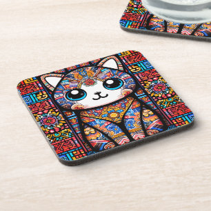 Dessous-de-verre Cute Chat avec charme Motif traditionnel