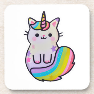 Dessous-de-verre Cute chat licorne arc-en-ciel