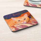 Dessous-de-verre Cute Drôle Bright Orange Tabby Chat (Côté gauche)