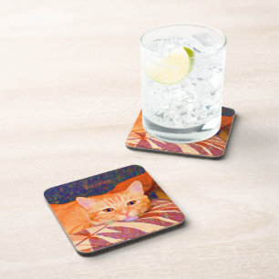 Dessous-de-verre Cute Drôle Bright Orange Tabby Chat