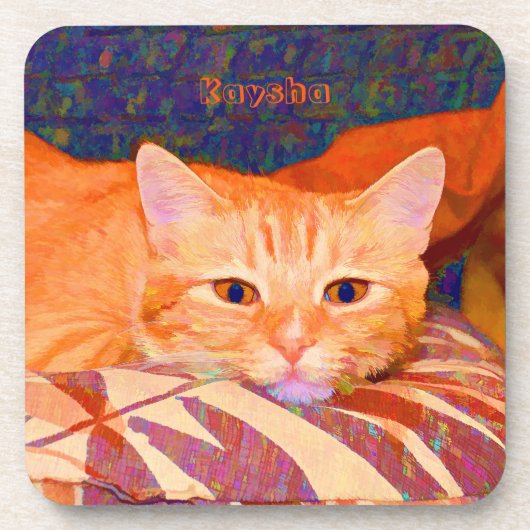Dessous-de-verre Cute Drôle Bright Orange Tabby Chat (Devant)