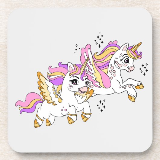 Dessous-de-verre Cute flying unicorns  (Devant)