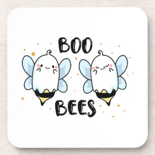 Dessous-de-verre Cute Ghost Boo Bees - Halloween drôle sur fond bla