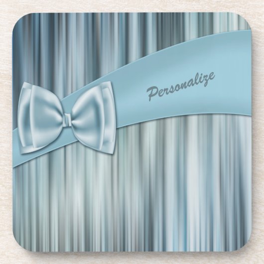 Dessous-de-verre Cute Girly Blue Bow ruban personnalisé (Devant)