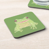 Dessous-de-verre Cute Green Tree Frog - transparent. (Côté gauche)