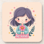 Dessous-de-verre Cute Kawaii "Be Kind" Illustration (Devant)