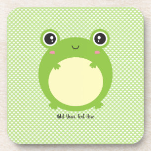 Dessous-de-verre Cute Kawaii Frog avec texte personnalisé