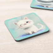 Dessous-de-verre Cute Kitten blanc (Côté gauche)
