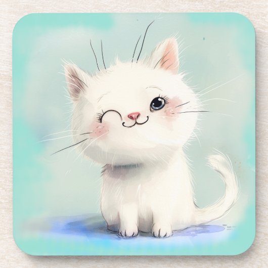 Dessous-de-verre Cute Kitten blanc (Devant)