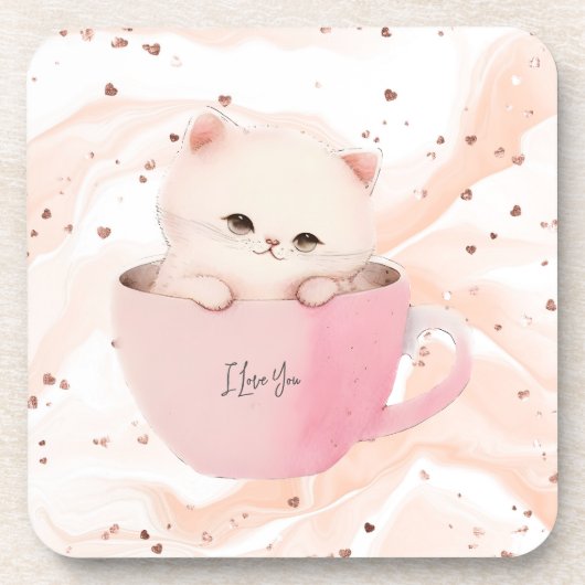 Dessous-de-verre Cute Kitten dans une Tea up (Devant)