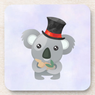 Dessous-de-verre Cute Koala dans un chapeau noir