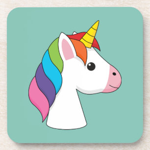 Dessous-de-verre Cute licorne magique avec cheveux colorés