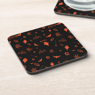 Dessous-de-verre Cute Little Ghost Halloween noir et orange
