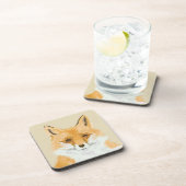 Dessous-de-verre Cute Little Red Fox - transparent sur beige. (Côté Droit)