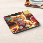 Dessous-de-verre Cute Orange Kitten Art (Côté gauche)