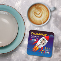 Cute Outer Space Rocket Ship Blast Off Birthday