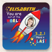 Dessous-de-verre Cute Outer Space Rocket Ship Blast Off Birthday (Devant)
