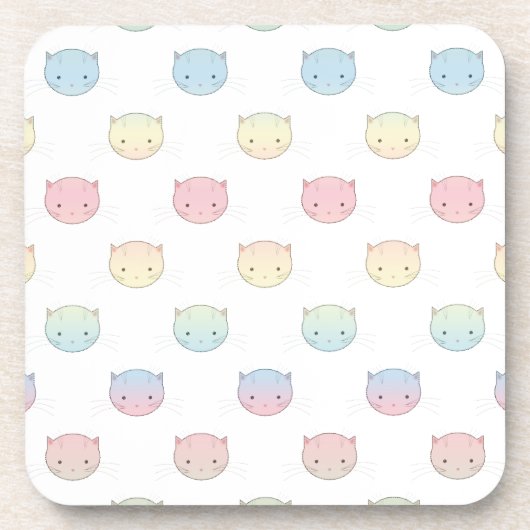 Dessous-de-verre Cute Pastel Kitty Chat Façades Motif (Devant)