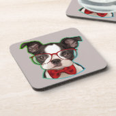 Dessous-de-verre Cute Pop Art Hipster Boston Terrier (Côté gauche)