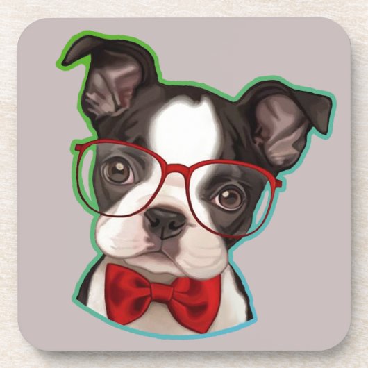 Dessous-de-verre Cute Pop Art Hipster Boston Terrier (Devant)