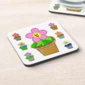Dessous-de-verre Cute Rosy Posy Posé Fleurs Potées Beverage Coaster (Côté gauche)