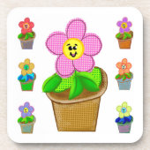 Dessous-de-verre Cute Rosy Posy Posé Fleurs Potées Beverage Coaster (Devant)