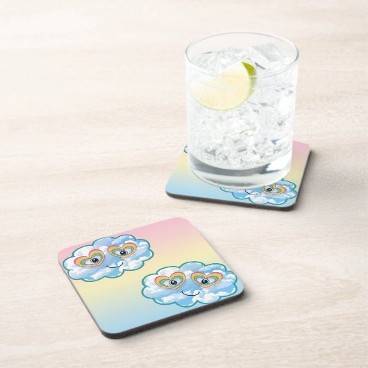 Dessous-de-verre Cute Smiling Cloud Hard plastic coaster (Côté Droit)