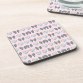 Dessous-de-verre cute sweet rainbow hearts pastel gradient pattern (Côté gauche)