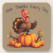 Dessous-de-verre Cute Thanksgiving Turkey Autumn Pumpkins Scene (Devant)