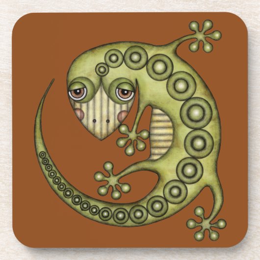 Dessous-de-verre Cute Tribal Green Gecko (Devant)