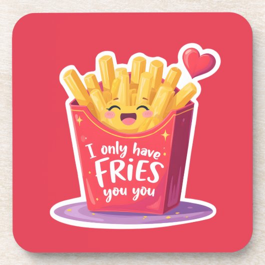 Dessous-de-verre Cute Valentine French Fries Pun (Devant)