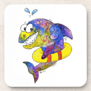 Dessous-de-verre Cute Whimsical Requin coloré en flotteur