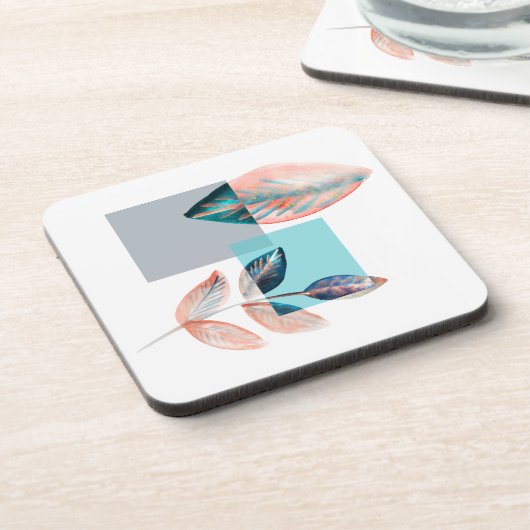 Dessous-de-verre Cyan Red Leaf (Côté gauche)