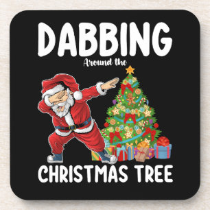 Dessous-de-verre Dabbing autour de Noël Tree Père Noël Holiday