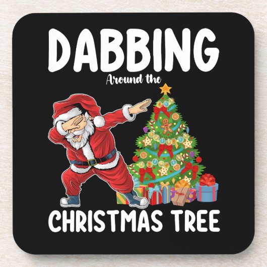 Dessous-de-verre Dabbing autour de Noël Tree Père Noël Holiday (Devant)