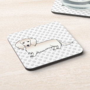 Dessous-de-verre Dachshund à longs poils crème Chien de dessin anim
